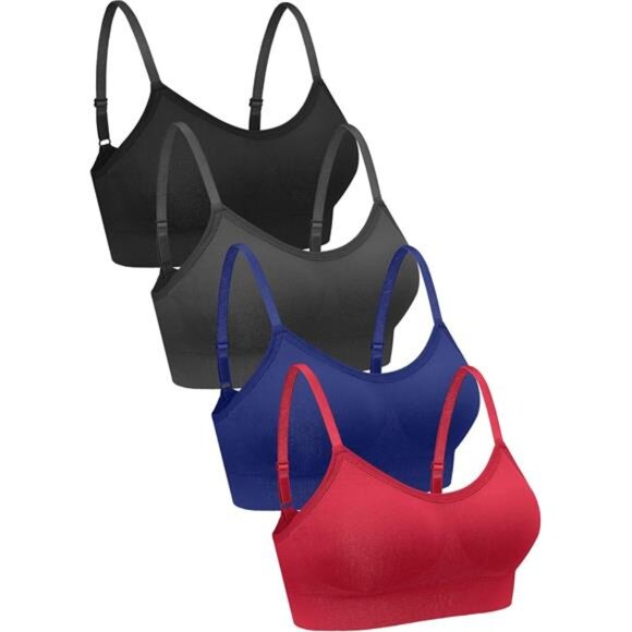 4 Pieces Neck Bralettes Wireless Cami Bra Tank Top Bra Sports Bra for Women